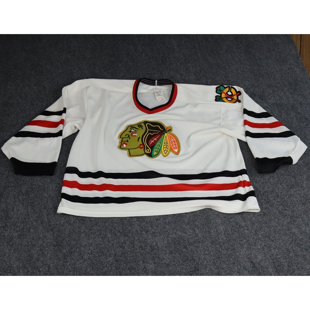 Vintage Chicago Blackhawks Jersey Mens Size XL White CCM Maska Hockey 90s NHL